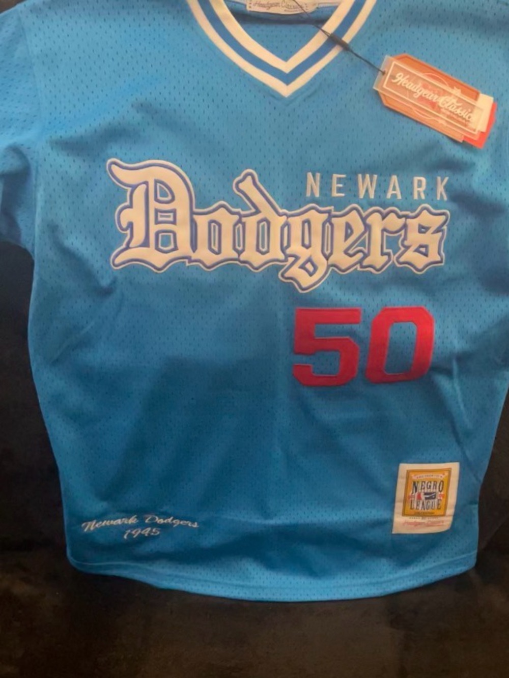 Newark Dodgers Headgear Classics Med Negro Baseball League Jersey Blue #50 New